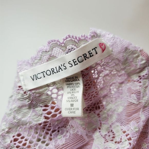 Vintage 00s Y2K Purple Lavender Green Floral Lace Victoria's Secret Bandeau Sz M - Picture 3 of 3